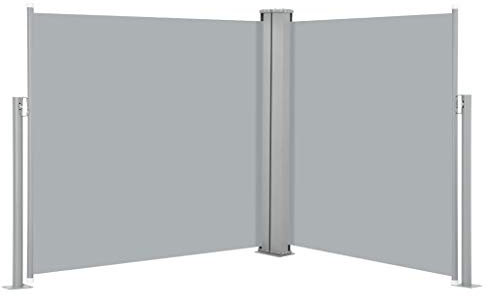 Tidyard Doppel Ausziehbare Seitenmarkise Balkonsichtschutz Windschutz Sonnenschutz für Garten Balkon Terrasse, Reißfest Wasserdicht, Anthrazit 100 x 600 cm