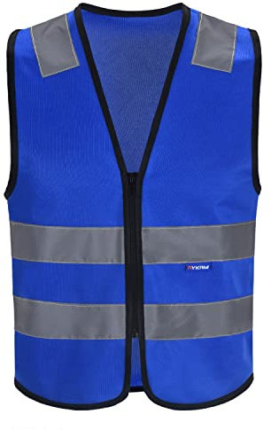 4 Farben Reiten Unisex Hohe Sichtbarkeit Warnweste Herren Reflektierende Weste Reißverschluss EN ISO 20471 (S, Blau)