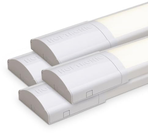 HOFTRONIC - 4er Pack LED Lichtleisten 120cm 40W Röhrenlampe Komplett 4000K Neutralweiß 4800lm Super Hell 30000h Langfeldleuchte 1200x74x25mm (LxBxH) Kellerlampe garagenbeleuchtung - IP20 Innen