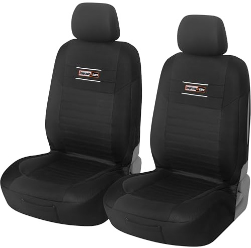 Upgrade4cars Fundas Asientos Delanteros Coche Universales Negro | Cubre Universal | Protector de Asiento Delantero para Conductor y Copiloto | Accesorios Interior Decoracion