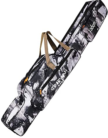 LINGSFIRE Borsa da Pesca 2 Strati con Tracolla 130cm Portatile Custodia per Canna da Pesca Pieghevole Resistente allo Strappo Durevole Rod Reel Bag (Grigio, 130)