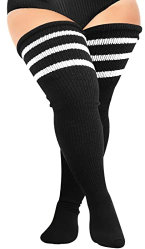DRESHOW Grande Talla Mujer Calcetines Hasta la Rodilla Extra Largos Casual Sobre la Rodilla Medias Hasta el Muslo Calientapiernas para Cosplay Deporte