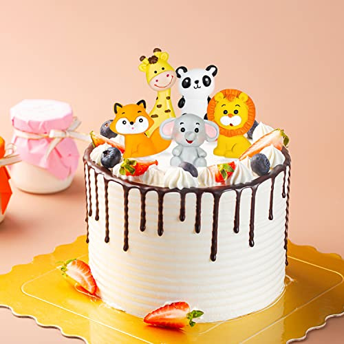 5Stück Wald Tiere kuchendeko Figuren Jungle Tortendeko Zoo Safari Cupcake Topper Dschungel Tortenaufleger Tortenstecker Zahnstocher Figur für Torten Kinder Baby Junge Jungs Geburtstag Party Dekoration
