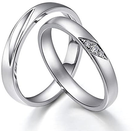 AMDXD 950 Platin Ringe Diamant 0.03ct, Preis für 2 Eheringe Klassiker Design Verlobungsring Trauringe Pärchen Ringe, Damen 49 & Herren 58, Echt Gold