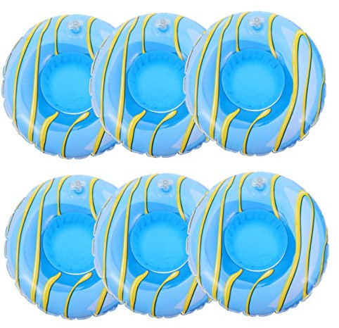 Angoily 6pcs Inflatable Cup Pads Floating Cup Holders for Beach Pool Party Made of Pvc Material Creative Drink Holders for Outdoor Water Activities