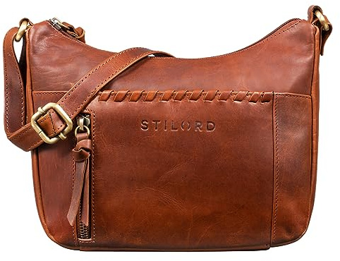 STILORD Nia Mujer Bolso Hombro Pequeño Bolsos de Mano Cuero Mujeres Bolsa Vintage Piel Bandolera Cuero Genuino Color:Porto - marrón