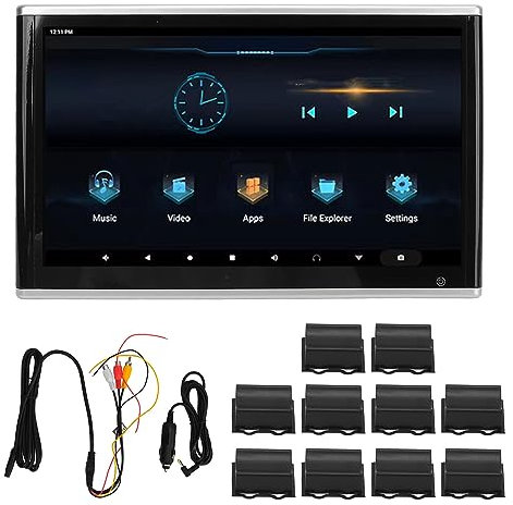 Lettore Video per Poggiatesta per Auto da 13,3 Pollici, Tablet Monitor TV Portatile Regolabile per Auto, Lettore DVD con Ingresso HDMI USB SD AV in Uscita WiFi Bluetooth Touch