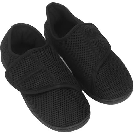 Semme Zapatos Anchos para Edema, Zapatillas Ajustables con Gancho y Bucle, Zapatillas para Caminar con Cojín de Aire para Pies Hinchados, Fáciles de Poner y Quitar, Zapatos para Casa (M), Default