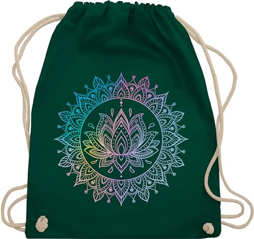 Turnbeutel Rucksack - Yoga - Taschen - Mandala Lotusblume I Spirituelle Meditation I Pilates Lotus Entspannung - Unisize - Dunkelgrün - meditations tasche yoga-tasche joga wellness beutel baumwolle