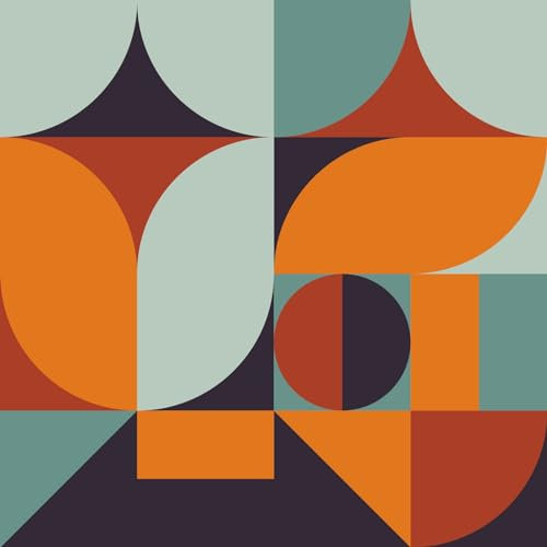 VEELIKE Orange and Blue Irregular Geometric Wallpaper Abstract Geometric Contact Paper Boho Wall Décor Bedroom Hallway Vinyl Wrap for Furniture Sticker Colourful Wallpaper for Livingroom 44.5cm×300cm