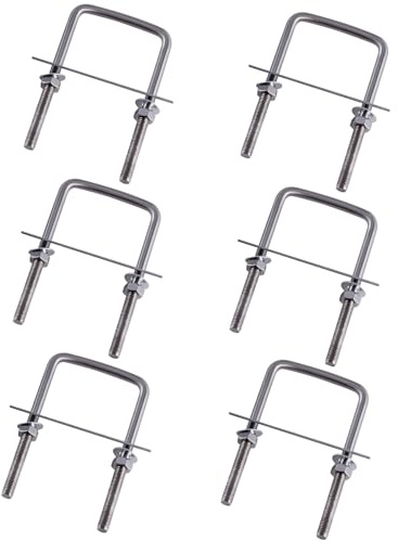 CNCYEAH 6 Stück U Bolzen Bügelschraube 60 X 120mm Quadratische U Bolzen, M8 Bolzen Edelstahl Mit Platte Und Muttern, U-Bügel für Abschleppen von Autos Schiffen Reparatur