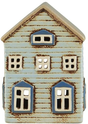 B Laursen Lichthaus THORSHAVN für Teelicht HELLBLAU 16 cm Haus Teelicht Keramik