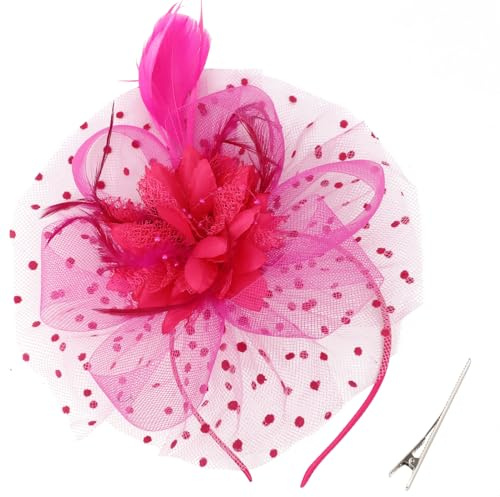 DRESHOW Fascinator Hatt Fjäder Pannband Teparty Huvudbonad med Klämma Blom Huvudband för Flickor och Kvinnor