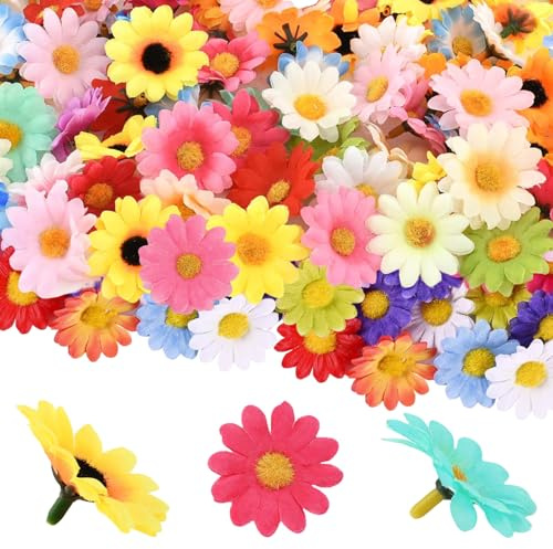 NUDFSY 100 Pcs Small Artificial Flowers, Decorated with Multi-Color Daisies, Daisy Decorations for Home Decoration/Wedding Art/Party Decoration/Diy Decoration