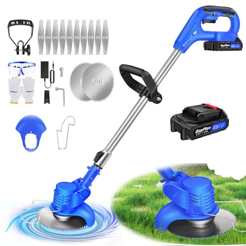 Tagliaerba a batteria da 21 V, 3 in 1, decespugliatore elettrico a batteria da 21 V, con batteria da 1500 mAh, tagliabordi senza fili, asta telescopica per giardino, prato, cespuglio