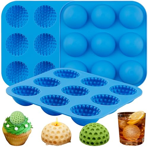 Sidosir Large Golf Ball Chocolate Silicone Molds for Cake Decorations,9-Cavity 3D Golf Ball for Ice, Hot Chocolate Bomb