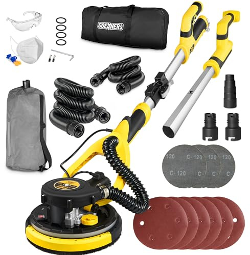 Drywall Sander, Powerful Electric Drywall Sander with Vacuum, 99% Dust Absorption Dust-free Design, 7 Variable Speed 900-1800RPM, 26' Power Cord, LED Light, for Popcorn Ceiling etc