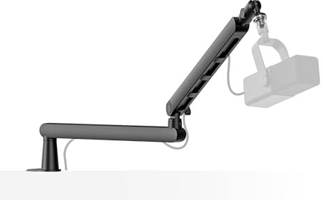 Halostand Mikrofonarm mit niedrigem Profil, verstellbarer Mikrofonarm mit Tischhalterung, Kabelmanagement, Mikrofonständer mit Mikrofon-Clip, 0,95 cm auf 1,6 cm Adapter