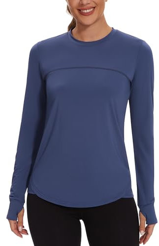 Gyabnw Sport für Damen Sonnenschutz Shirt UV Schutz Langarmshirt UPF 50+ Sportshirt Rashguards Yoga Gym Laufshirt