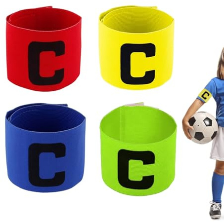 JJiaoLinin 4 stycken kaptensbinde, fotbollsbindel, kaptensbindel barn, justerbar elastisk kaptensbindel, fotboll spelförbindelse, för tonåringar nätboll hockey rugby