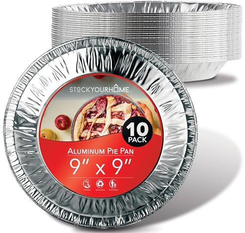 Stock Your Home Moldes de aluminio para tartas de 9 pulgadas (10 unidades) – Molde grande desechable y reciclable – Molde de aluminio para panaderías, cafeterías, restaurantes – Sartenes grandes