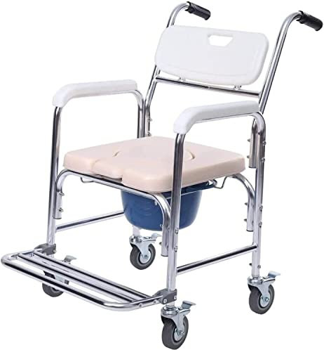 SXTYFBB Duschrollstuhl Mobiler Toilettenrollstuhl Dusch-Toilettenstuhl mit Rädern Toiletten Duschstuhl Toilettenstuhl Senioren Behinderte Toilettenstuhl mit Armlehnen und Rückenlehne