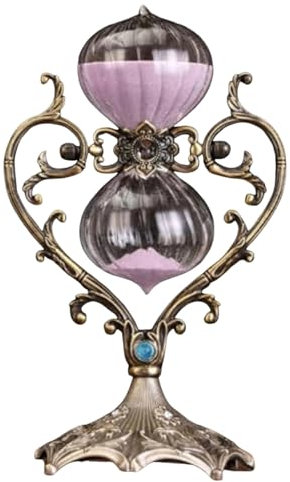 Reloj de hora con arena, temporizador de arena grande de reloj de arena de 60 minutos, temporizador de cristal de hora de aleación de zinc en relieve antiguo, reloj de arena de 1 hora, temporizador de