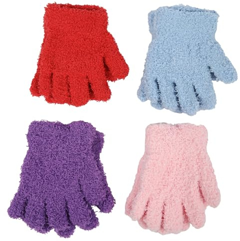 A2Z 4 Barn Flickor 4 Pack Handskar Termisk snö Soft Magic Vinterhandskar - Gloves 022 Pack Of 4 One Size
