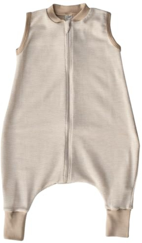 Lilano, Schlafsack mit Bein, Geringelt, Merinowolle (kbT), Seide, 210 g/m² (Sand/Natur, 74-80)