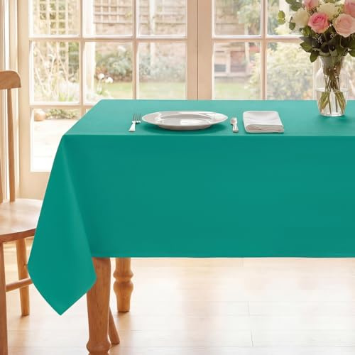 Romanstile Tischdecke Outdoor abwaschbar 140x240 cm Türkis Petrol rechteckig wasserabweisend Tischtuch Table Cloth Tischwäsche Deko für Geburtstag,Party,Garten,Frühling,Sommer,Terrasse,Hochzeit,Ostern