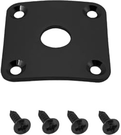 YINETTECH Abdeckung für quadratische E-Gitarre, Blech, 35 x 35 mm, Öffnung, 10 mm, mit Schrauben, kompatibel mit Gibson Les Paul passend für 6,35 mm Klinkenstecker, Farbe: Schwarz