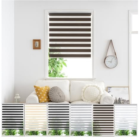 Zebra Day Night Roller Blinds - Made to Measure Day and Night Roller Window Blind with Light Filtering Privacy - Easy Fit Custom Roller Blind by Aprica (Colour Taupe - Width 80cm Max - Drop 210cm)