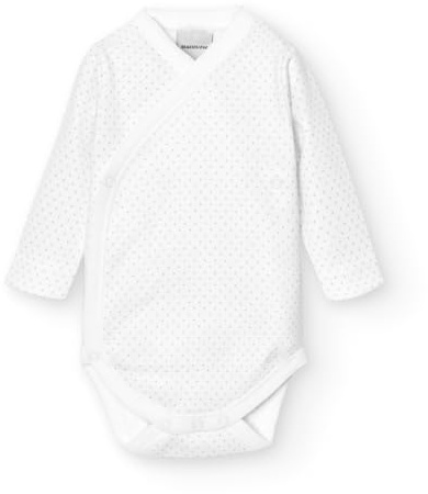 BABIDU Body Cruzado Bebé Manga Larga Algodón 100% Estampado Topitos, Body Bebé Recién Nacido y Prematuros, Tejido Suave y Transpirable Hipoalergénico para Piel Sensible, Ropa Bebé Niño y Niña Unisex