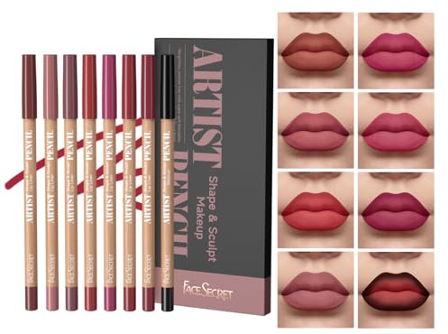 8 PCS Lip Liner Pencil Set - Matte Nude Lip Contour Lipliner, Waterproof Long Lasting Lipstick Lip Liner Set, Smudge-Proof Lip Pen (#8PCS-03)