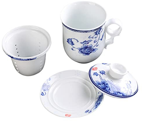 PHENOFICE 1 Ensemble De Tasses À Thé En Porcelaine Bleue Et Blanche, Bol À Thé Chinois, Tasse À Thé, Soupière Chinoise, Tasse À Thé Vintage, Soupière Classique, Tasse À Thé Kung Fu, Tasse À