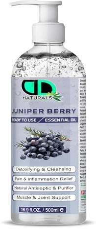 Olio essenziale di bacche di ginepro, pronto all'uso, disintossicante e detergente, sollievo dal dolore e dall'infiammazione, antisettico e purificatore naturale, supporto muscolare e articolare