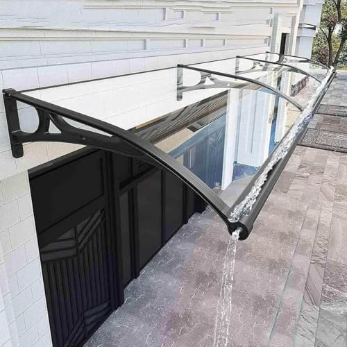 Auvent de porte d'entrée en aluminium et polycarbonate - 100 x 240 cm - Élégant auvent d'extérieur durable - Marquise pour porte d'entrée - Résistant aux intempéries - Design moderne