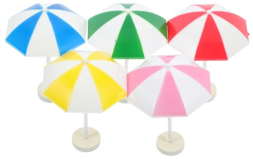 INOOMP 5pcs Miniature Beach Umbrella Doll House Sun Umbrellas Decorative Micro Landscape Accessories for Miniature Beach Scenes Safe and Design