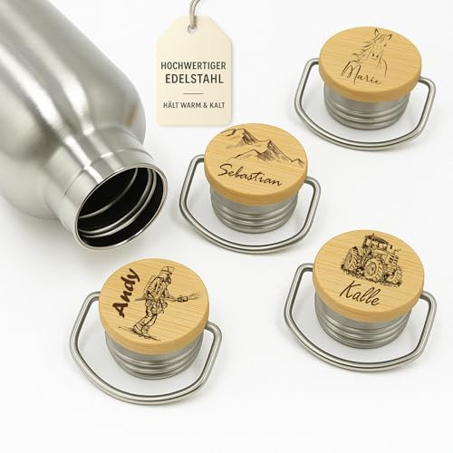 Thiger Trinkflasche Edelstahl personalisiert, Geschenk für Freundin