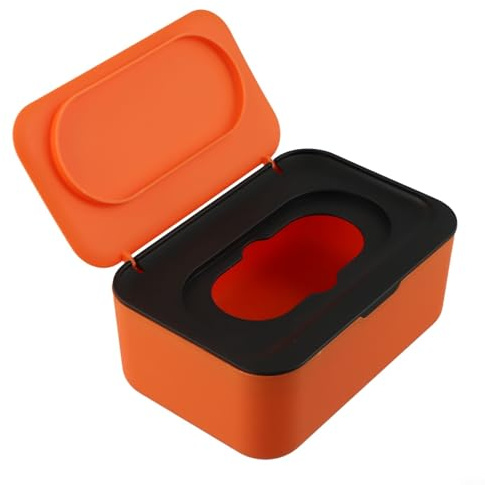 Plast våtservetter dispenser låda med lock baby våt näsduk förvaring fodral behållare för badrum kök vardagsrum bil kontor hotell restaurang (svart orange)