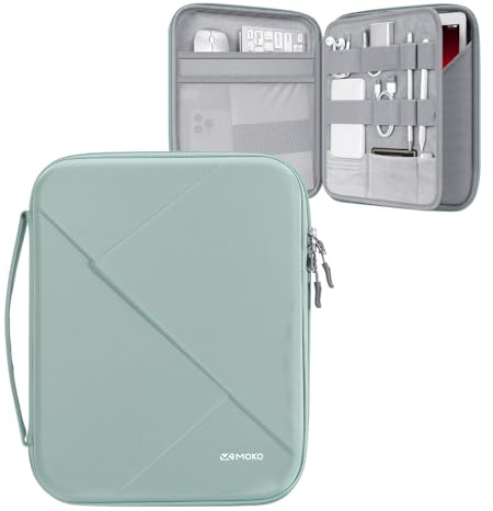 MoKo 9-11 Zoll Hard-Eva Tablet-Tasche mit Griff | Passt für Tablet-Tasche passt für iPad Air 11 Zoll M3, iPadA16 2025, Pro 11 M4 und Galaxy Tab S8/S9 11 Zoll, Bodhi Grün