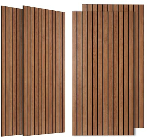 4 Pack Acoustic Panels Sound Absorbing, 47.2”x23.6” Sound Dampening Panels, Decorative Soundproof Wall Panels with Simulated Wood Grain Finish, for Office,Home Theater,Studio,Living Room, Cherry