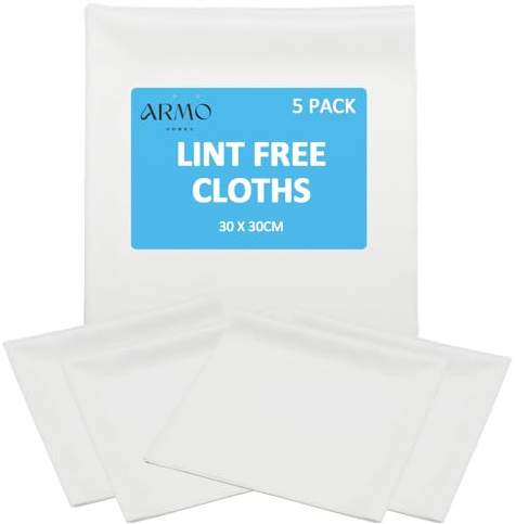 Armo® 5 x Lint Free Cloths For Oiling Wood, 30cm X 30cm Reusable Cleaning Cloths Scratch Free, Screen Glass Cleaning, Dust Removing Cloth For Home, Car, Office