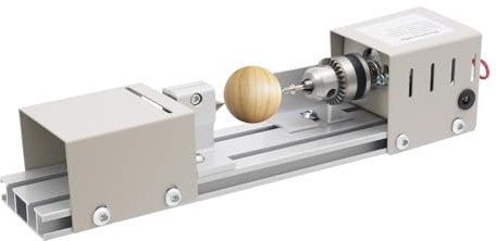 Mini torno de mesa de 96 W, 4000 – 9000 rpm, 7 niveles con forro de precisión, torno compacto para madera, perlas y grabado, incluye 6 cuchillos y accesorios