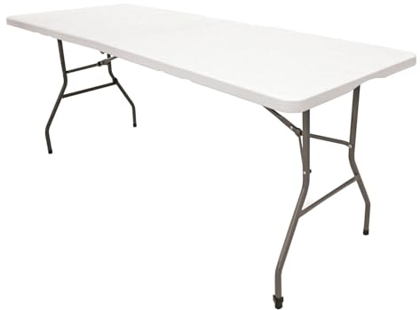 The Homeweeks Mesa Plegable Solid 152cm Portátil | Normativa Uso Público Interior/Exterior | EN 581-1/3 | Tablero Resina HDPE 3,5cm | Capacidad 6 Personas y Carga 150 kg | Multiusos