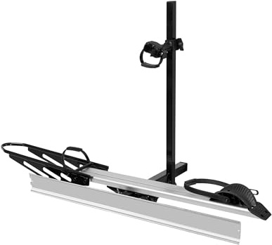 Bike Rack Hitch for Car - Outfitr Single Electric Bike Rack with Ramp, E-Bikes Carrier Holds 200 lbs, Folding Platform Mount Racks for Ebike Bicycles up to 5 Fat Tire, fit Truck Trailer SUV