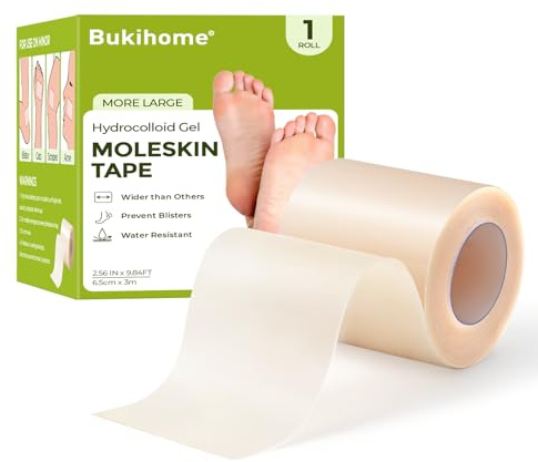 Bukihome Hydrocolloid Roll(6,5cm x 3m) - Cerotti Idrocolloidali autoadesivi per vesciche, ustion - Tagliabili su misura, ultra assorbenti, impermeabili, indispensabili nel kit di pronto soccorso