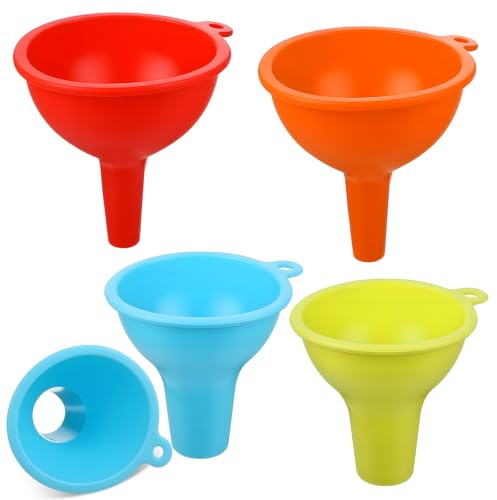 4 Stück 4 Farben Kleiner Trichter Silikon-Trichter Küche Trichter Set Funnel Große öffnung Breite Öffnungstrichter Set für Marmelade Öl Flüssigkeiten