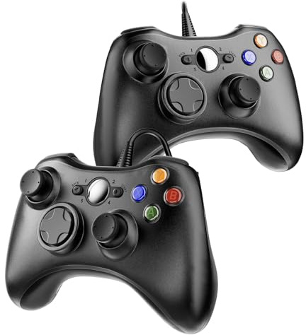 Suoxiom 2 Pack Wired Xbox 360 Controller for PC, USB Gaming Gamepad with Ergonomic Design, Plug & Play Dual Vibration Controller Compatible with Xbox 360 & Windows 10/8/7/XP