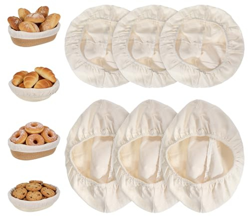 6 Pcs Banneton Liner, Reusable Proofing Basket Liner, Washable Bread Covers for Proofing, Oval Round Sourdough Covers for Proofings Baking Accessories for Home Bread Making